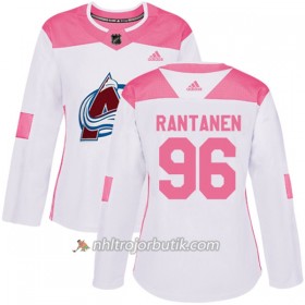 Dame Ishockey Colorado Avalanche Tröja Mikko Rantanen 96 Adidas 2017-2018 Vit Rosa Fashion Authentic